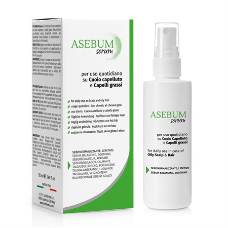 Asebum Serum Lozione Spray Sebonormalizzante e Lenitiva per Cuoio Capelluto Grasso
