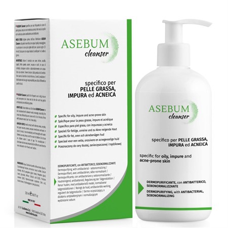 Asebum Cleanser Detergente Specifico per le Pelli Acneiche, Grasse, Miste e Impure