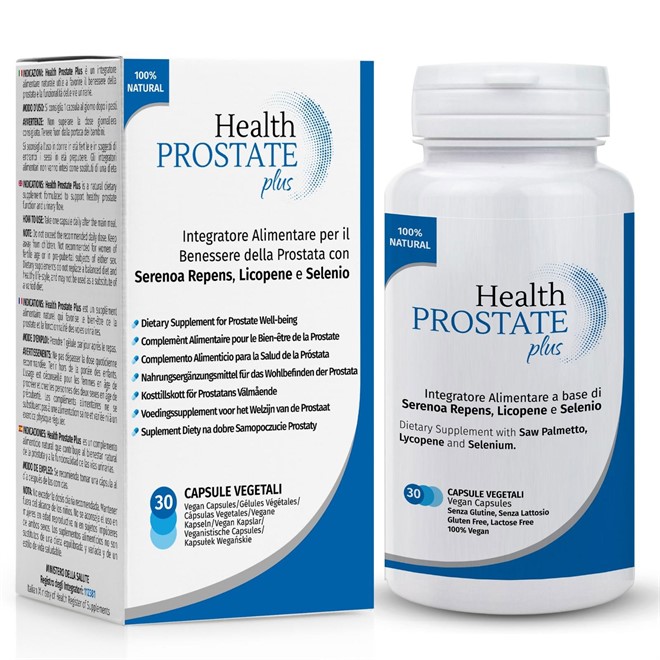 Health Prostate Plus Integratore Prostata e Vie Urinarie con Serenoa Repens, Licopene e Selenio