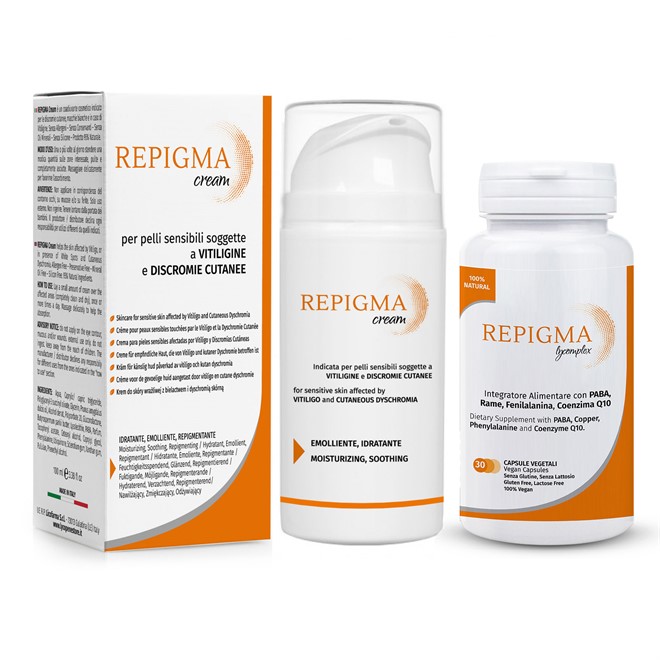 Repigma Duo Complex Trattamento Integratore e Crema utile per Discromie Cutanee e Macchie Bianche della Pelle